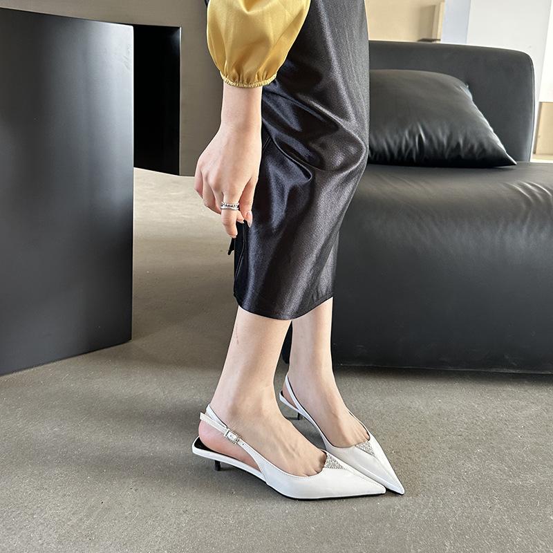 

Весенне-летние остроносые босоножки на каблуке-рюмочке со стразами, женские, на высоком каблуке со стразами, туфли-лодочки 40 белый