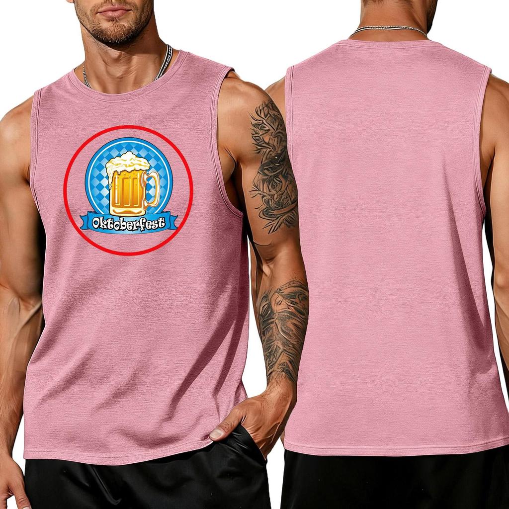Men's Sleeveless Tank Top Casual Loose Fit Summer Vest Oktoberfest Beer Mug Graphic Print Lightweight Breathable