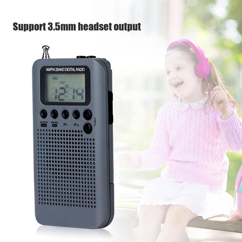 HRD-104 1.3 inch LCD Digital Display Pocket AM FM Radio with 40mm Driver Speaker