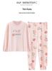Women's Cartoon Cotton Pajama Set – Long Sleeve, Long Pants, Casual Wear for Spring & Autumn, Wearable Outdoors, Two-Piece.