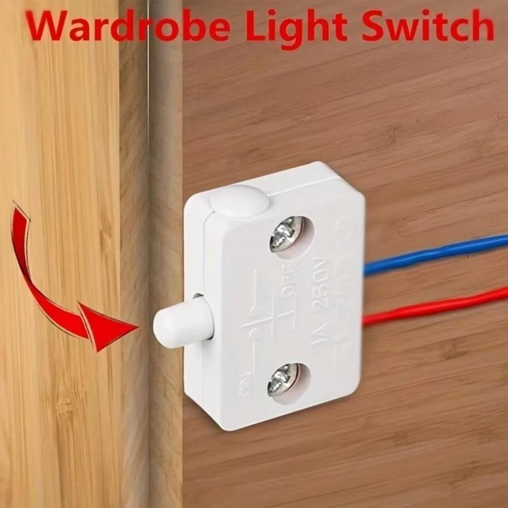 

1 Set Plastic Wardrobe Light Switch Automatic Control Switch New Push Button Switch Cabinet Door
