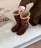 Order Muse Leather Buckle Snow Boots Two Wear Real Fur Integrated Women's Winter Cotton Shoes Cowhide Wool Martin Boots