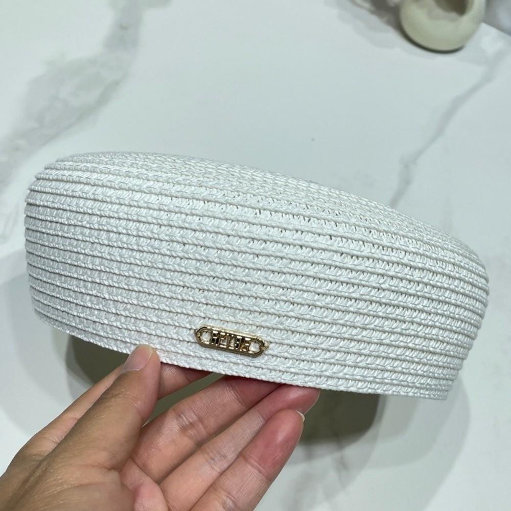 Solid Women's Straw Pillbox Hat Structured Crown Painter Hat New Round Dress Hat  Formal Occasions