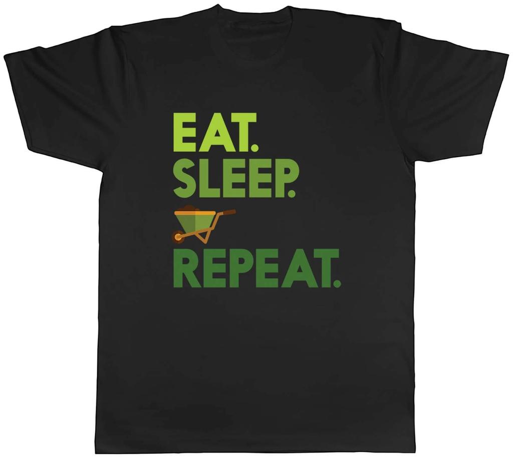 Gardening T-Shirt Mens Eat Sleep Gardening Repeat Unisex Tee Gift