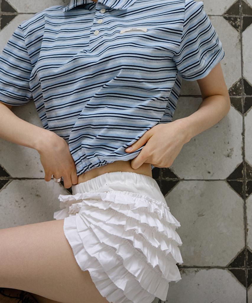 Leteoli Cancan Frill Mini Shorts_White