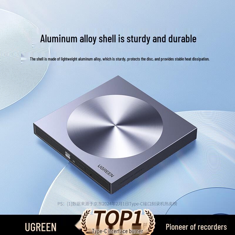 UGREEN 8X External USB-C & USB DVD/CD Writer/Reader