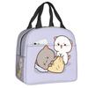 Custom Peach And Goma Mochi Cat Cuddling Thermal Insulated Lunch Bags Women Resuable Lunch Tote for School Storage Food Box