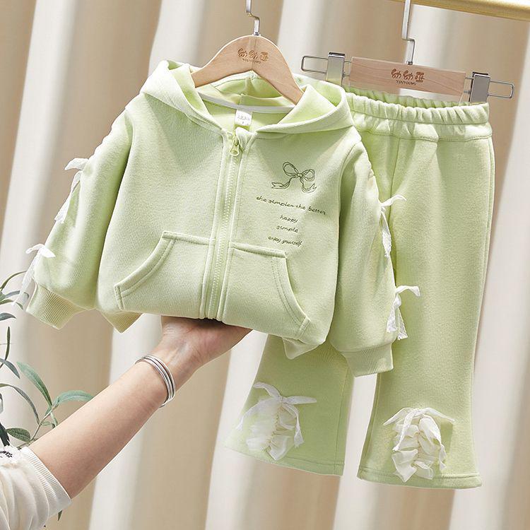 Girls' Casual Sweet Suit - Fresh Autumn Two-Piece Set, Pure Color for Small & Medium Children (2026 New Style)