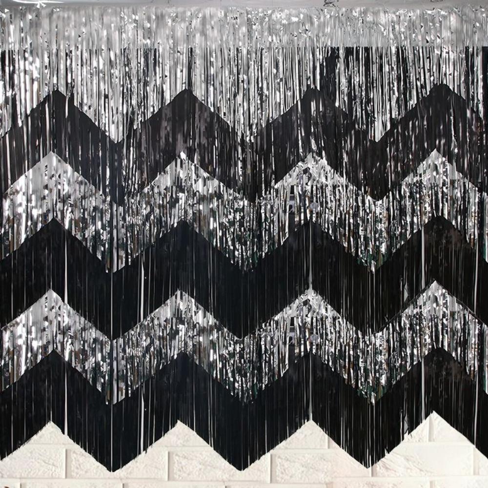 3PCS 50x200cm Wave Rain Silk Curtain Decorative Exquisite Glitter Rain Curtain PET Party Backdrop Curtains