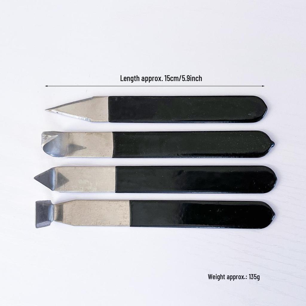 4-Piece Pottery & Clay Trimming Tool Set: Includes Sculpting Tools, Clay Scraper, Plaster Carving Knife, and Model Trimming Knife