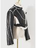 2023 Women's Motorcycle Style Leather Jacket - Short, Fur-Integrated, Cotton Outerwear