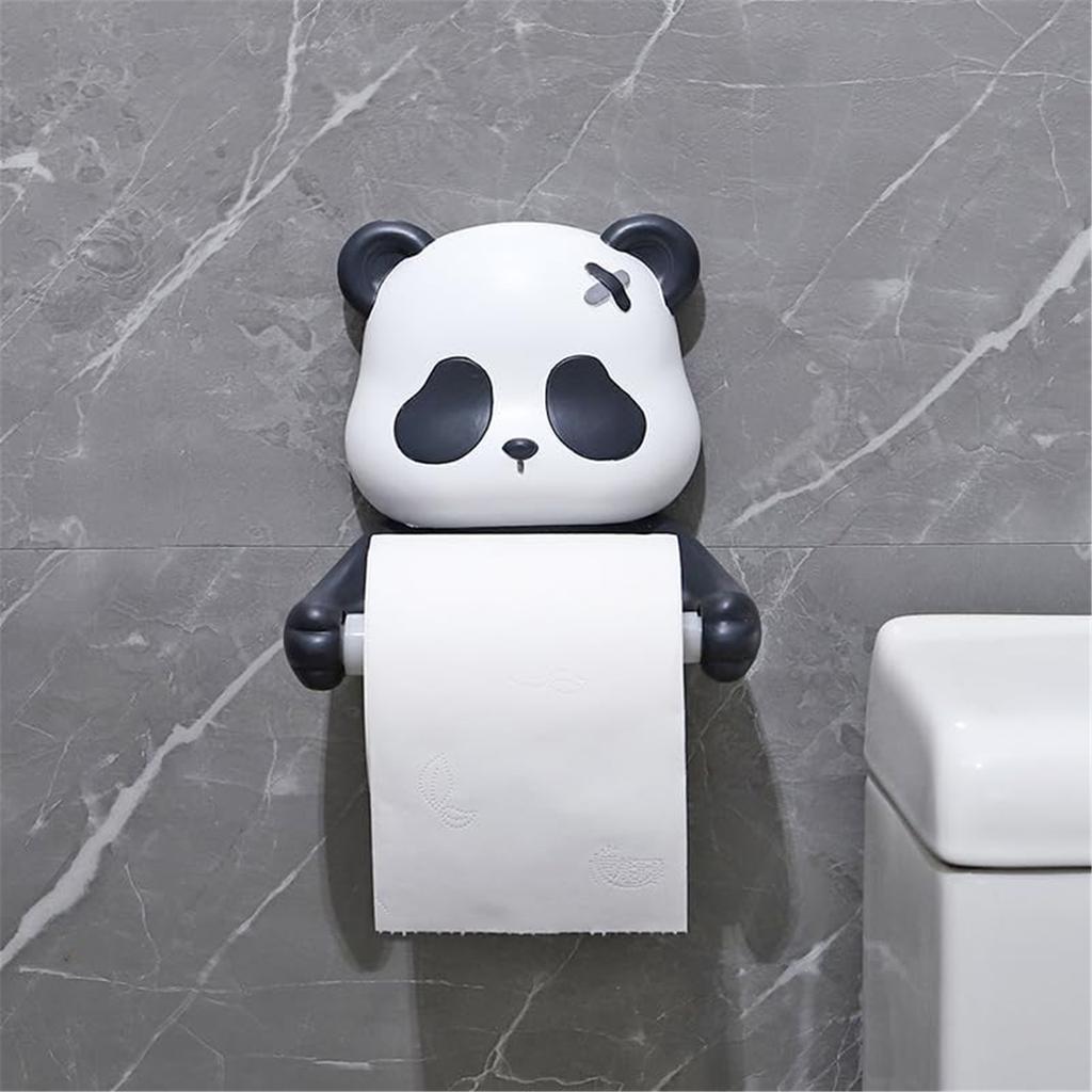 Panda Wall Mounted Toilet Paper Holder No Drilling Required Toilet Paper Roll Holder Rack for Kids Bathroom Decoration