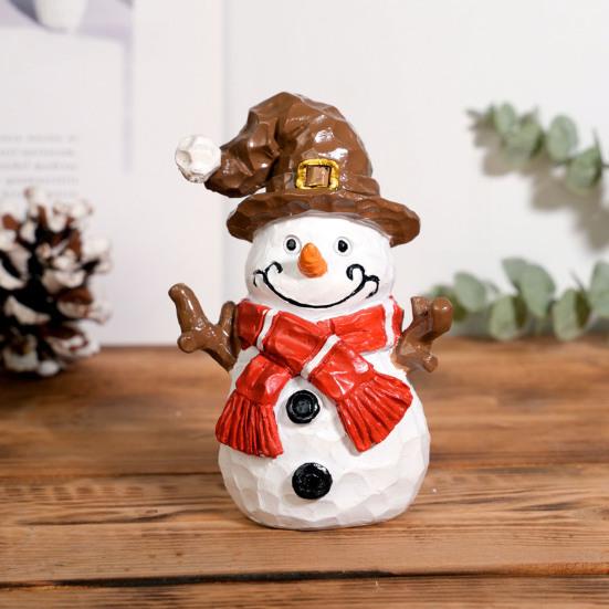 Santa Claus Snowman Resin Figurine Christmas Tabletop Decoration for Home Office Desk Festive Holiday Gift