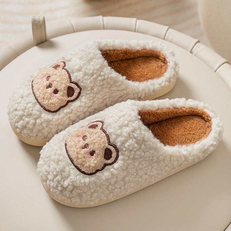 Cotton slippers women's autumn and winter new home indoor warm non-slip soft sole plush couple cotton shoes men