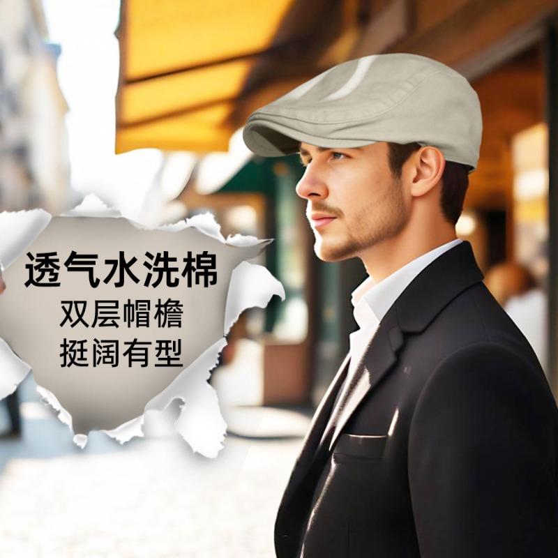 Big head circumference forward hat new cotton beret spring and summer Japanese retro literary and artistic painter newsboy hat