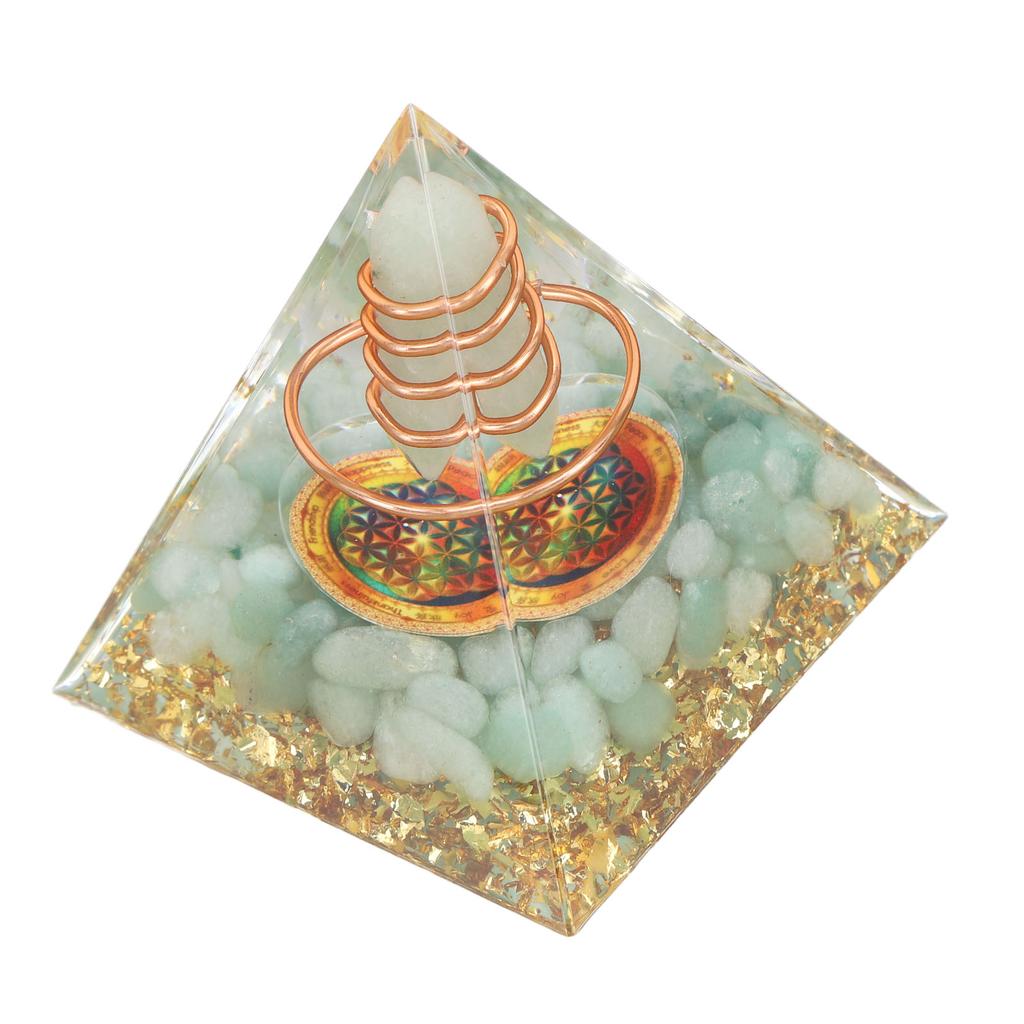 Generator de energie cristalină piramidă orgonită 6cm piatră cupru lucrat manual piramidă decor pentru pozitiv