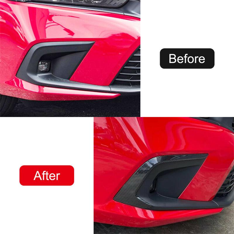 For Honda Civic 11th Gen -  Front/Rear Fog Light Lamp Eyelid Protect Cover Trim ABS Carbon Fiber