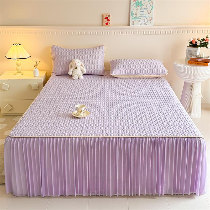 Bonenjoy Cooling Bed Skirt Summer Bed Cover Skin-friendly Bedspread Queen Size Mattress Protector Falda De Cama (No Pillowcase)