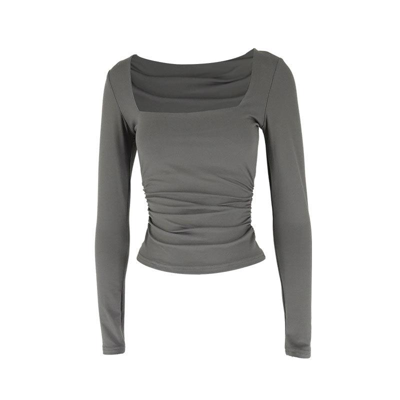 

Creative Style Women s Square Neck Slim-Fit Pullover T-Shirt - Summer Trend 2024 Large серый