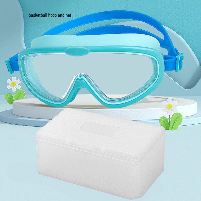 Children's Anti-Fog Waterproof Large Frame Swim Goggles with Silicone Earplugs