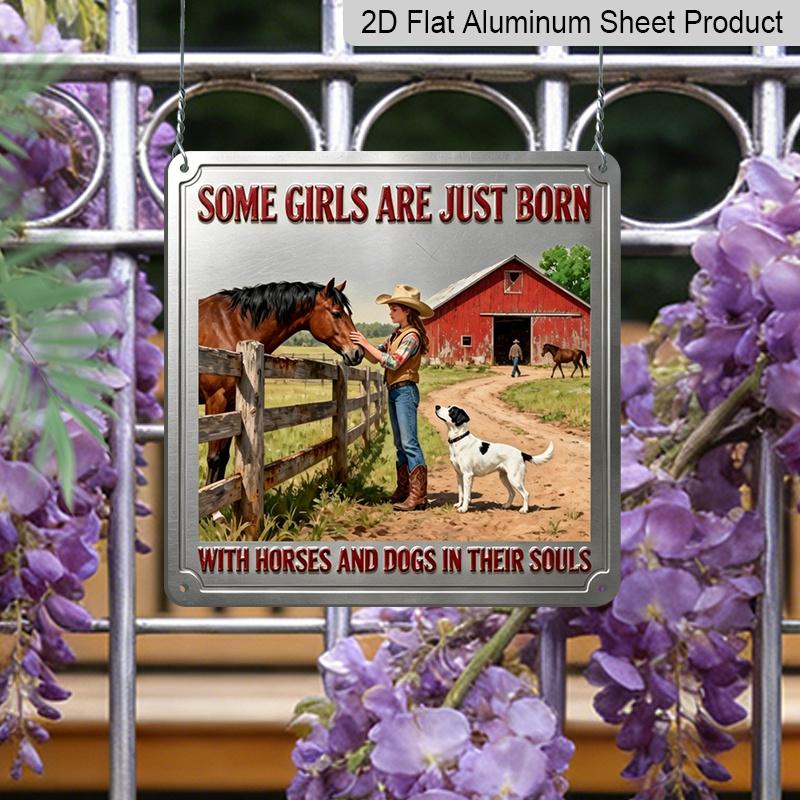 2D Flat - 1pc, Vintage Metal Aluminum Decorative Sign, Farm Girl Country Life, Retro Wall Decor, Home Decoration Suitable for Living Rooms, Farmhouse