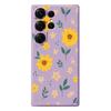 For Samsung Galaxy S25 Ultra Case Yellow Floral and Leaves Pattern Printing Straight Edge TPU Phone Back Cover