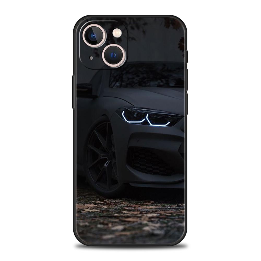 Cool Sports Black Car Phone Case Cover for iPhone 16 15 14 13 12 Pro Max XR XS 11 7 8 Plus Shockproof Silicone Soft Shell Capas