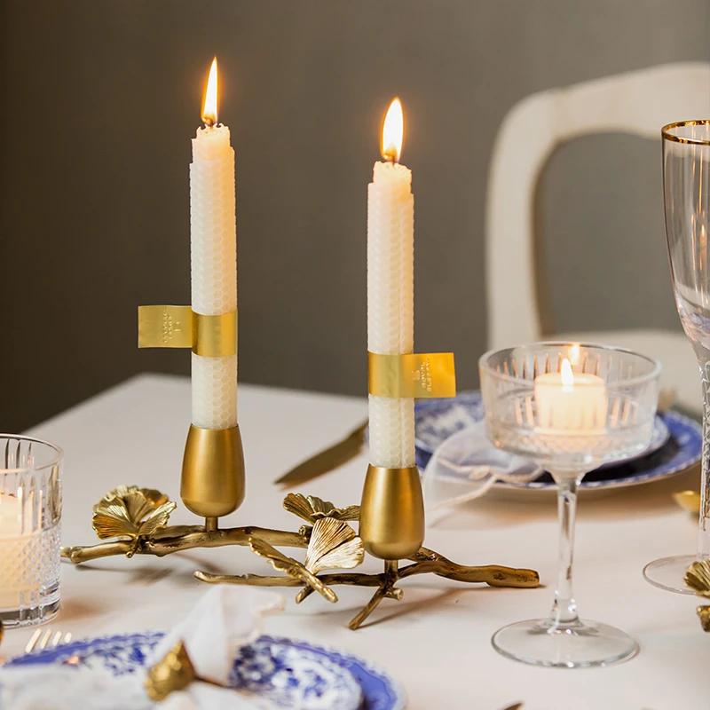 Household Brass Decorative Candlestick, Gingko Leaf, Butterfly, Branch Candlestick, Living Room, Table Decoration, Candlestick