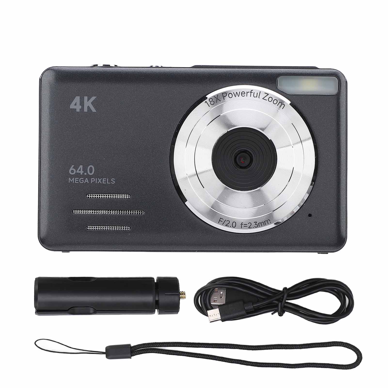 

Цифрова камера 4K 64 МП із 18-кратним цифровим масштабуванням, автофокусом Компактна маленька камера Кілька фільтрів Петля R Black