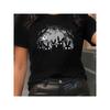 Women'S Gothic Rabbit & Moon Night Sky Graphic Tee, Casual Round Neck Short Sleeve Top, Lightweight And Breathable Material (180G), Machine Washable