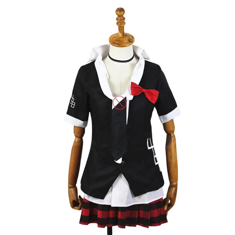 Cosplay Junko Enoshima Costume Danganronpa Anime Dangan Ronpa Cosplay Uniformes Scolaires Épingles à Cheveux Monokuma Tenue pour Femme Fille Costume XS