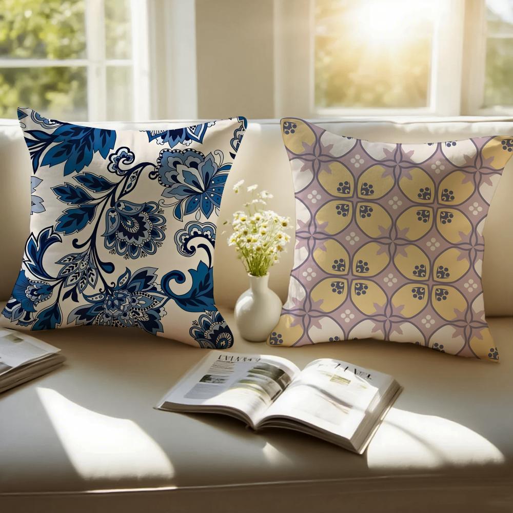 Creative Abstract Art Indonesia Batik Cushion Cover Pillowcase Antidustmite Invisible Zipper Short Plush Sofa Cushion