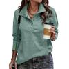Women's Color Long Sleeve Button Front Sweatshirt with Pocket Casual Top