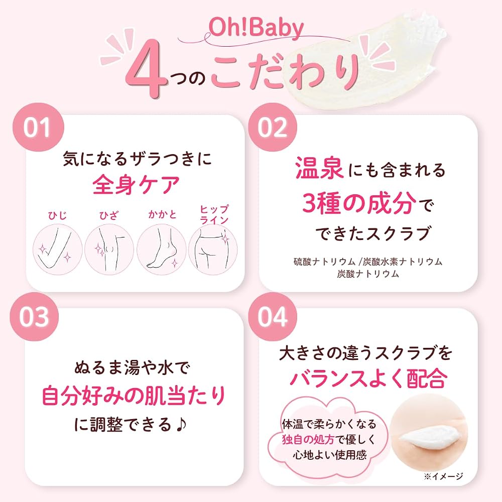 HOUSE OF ROSE Oh!Baby Body Scrub 350g (Juicy Peach Scent) with Hot Spring Water Ingredients