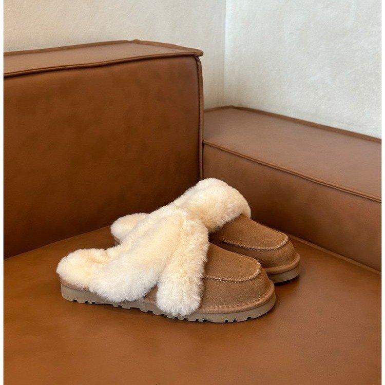 

Mao Mao slippers women s outer wear 2025 autumn and winter new comfortable simple casual lazy plush bag head Mao Mao slippers women 40 верблюд