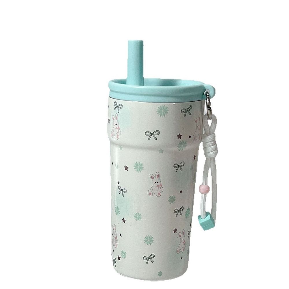 Doppelbecher-Vakuumbecher mit großem Fassungsvermögen, isoliert, tragbar, mit Strohhalm