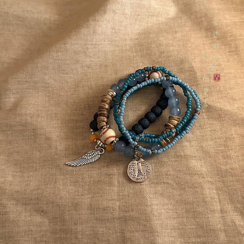 

Цветные мелкие бусины в форме риса, многослойный бисерный браслет-близнец, женский, в стиле ретро, этнический стиль, нишевый стиль, красивый браслет в средневековом стиле Blue and green five-piece set