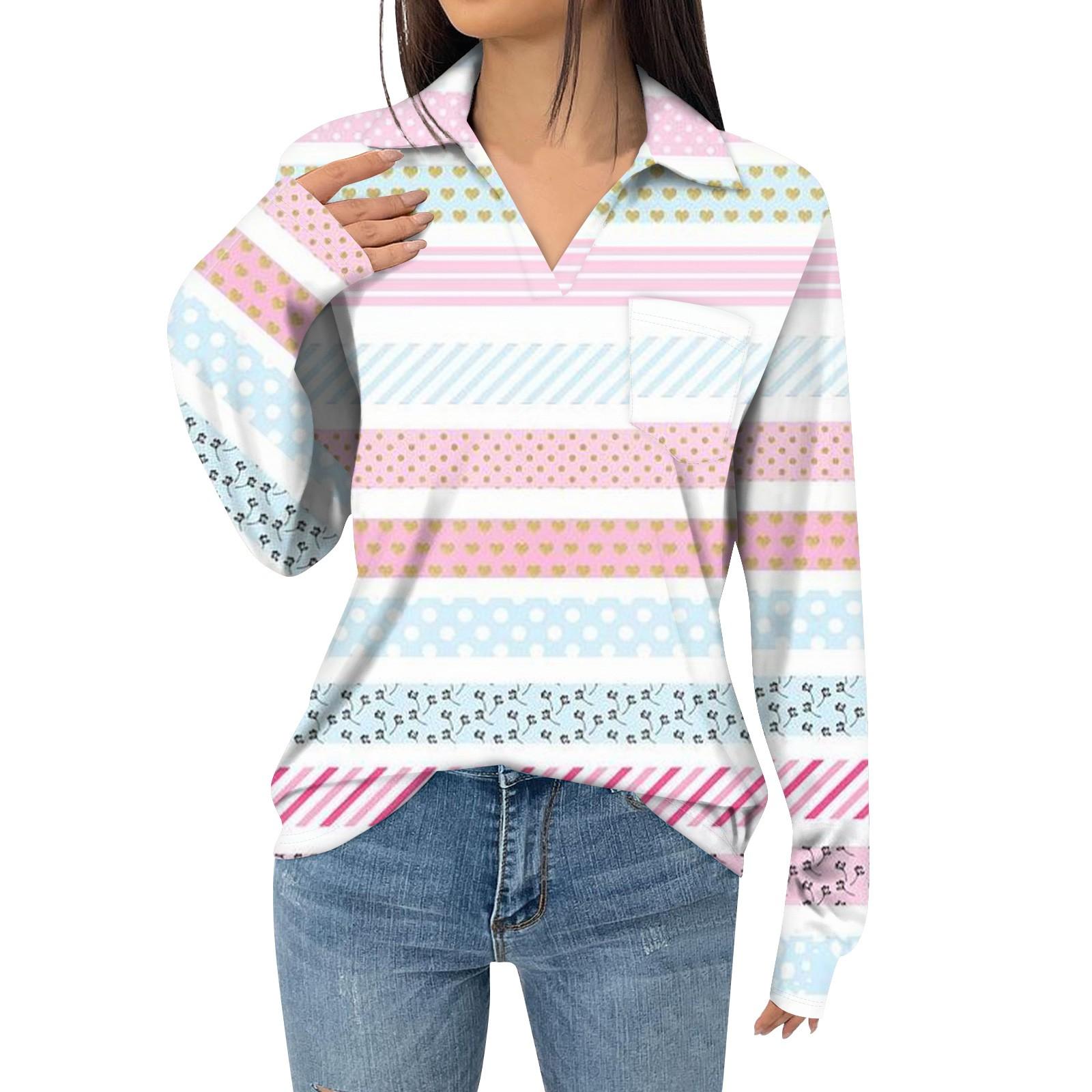 

Женская модная футболка с длинным рукавом и карманом, свободная, с геометрическим принтом L