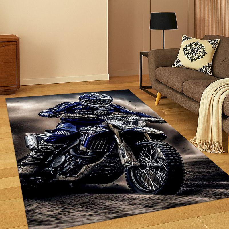 Retro motorcycle Racing Moto Cartoon Carpet Rug for Bedroom Living Room Sofa Playroom Doormat Home Decor,Kid Area Rug Non-slip