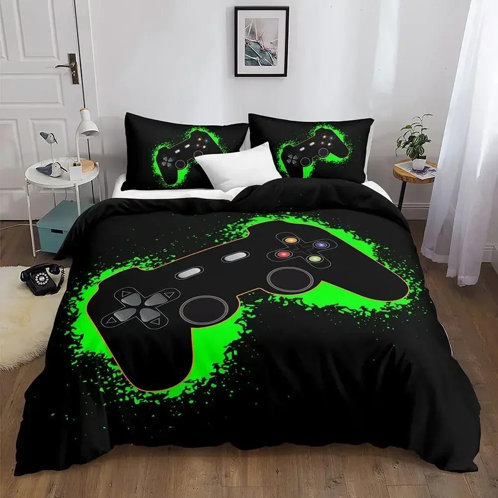 Gamer Bedding Sets for Boys Gaming Duvet Cover Set Video Games Comforter Cover Custom Designs Bed Set with Pillowcase