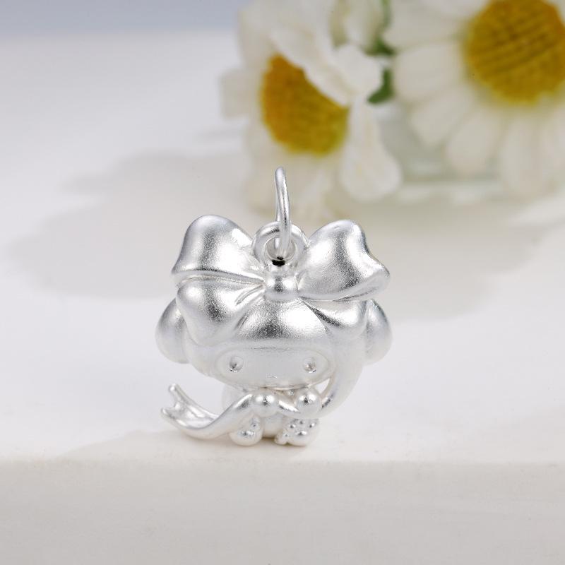Sterling Silver 999 My Melody 3D Ribbon Pendant Charm