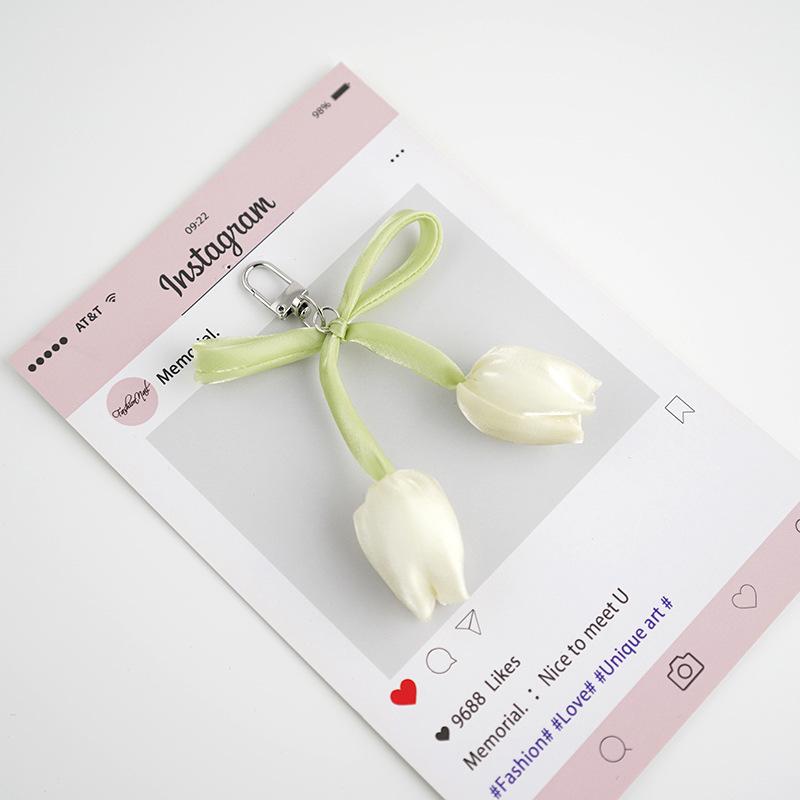 

Trendy Versatile Tulip Bow Keychain Cute Bow Keychain Pendant For Women Girls Exquisite Backpack Decoration Accessories Gifts