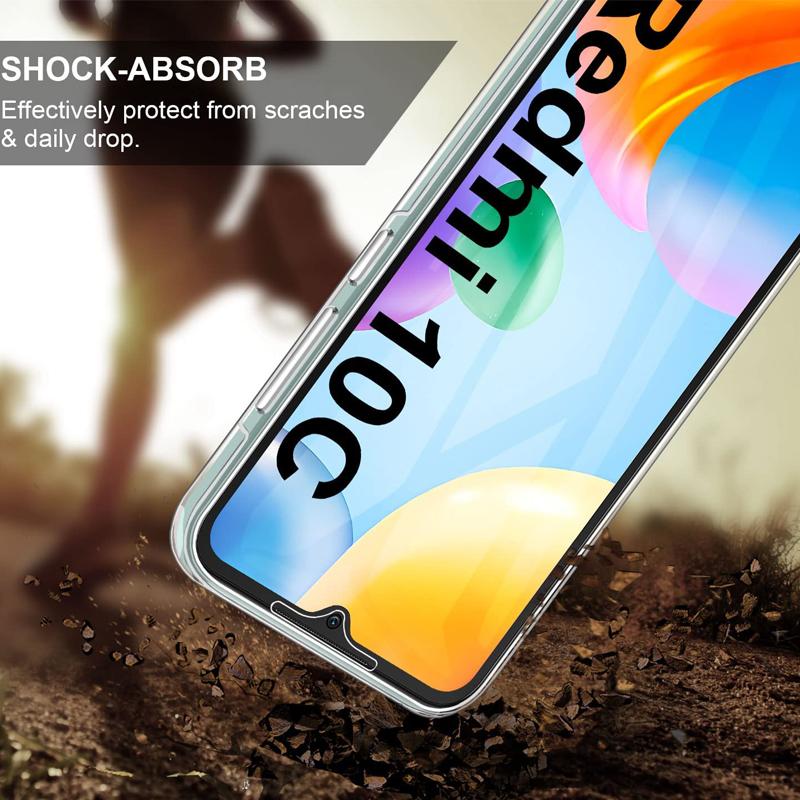 Handyhülle für Xiaomi Redmi 10C, 360° doppelte Silikon-Klarhülle für Redmi 10C 10 C, stoßfest, weiche Vorderseite, harte PC-Rückseite