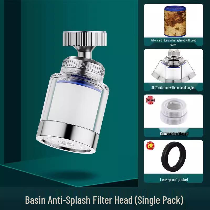 Universal Splash-Proof Faucet Filter for Kitchens and Dorms