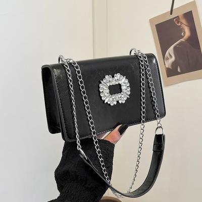 Hochwertige, mit Diamanten besetzte kleine quadratische Tasche für Damen, Herbst 2025, neue modische, vielseitige Umhängetasche mit strukturierter Kette