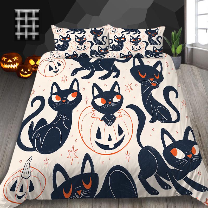 Halloween Home Bedding Set Pumpkin Lamp Duvet Cover Full Size Single/Double Bed 2/3 Piece Home Decoration