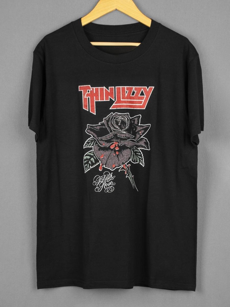 Thin Lizzy Black Rose Rock Band Pure Cotton American Pure Cotton Base Layer Short-sleeved Men s and Women s T-shirts S разноцветный