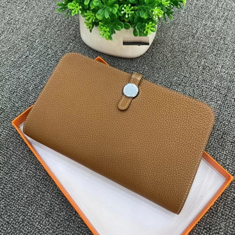 New Fashion Top Layer Cowhide Lychee Pattern Wallet Women's Long Style Handbag Leather Passport Clip Women's Bag