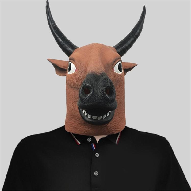 Halloween Ox Mask Animal Cosplay Mask Full Head Latex Mask For Women Man Cosplay Parties, Masquerade Animal Mask