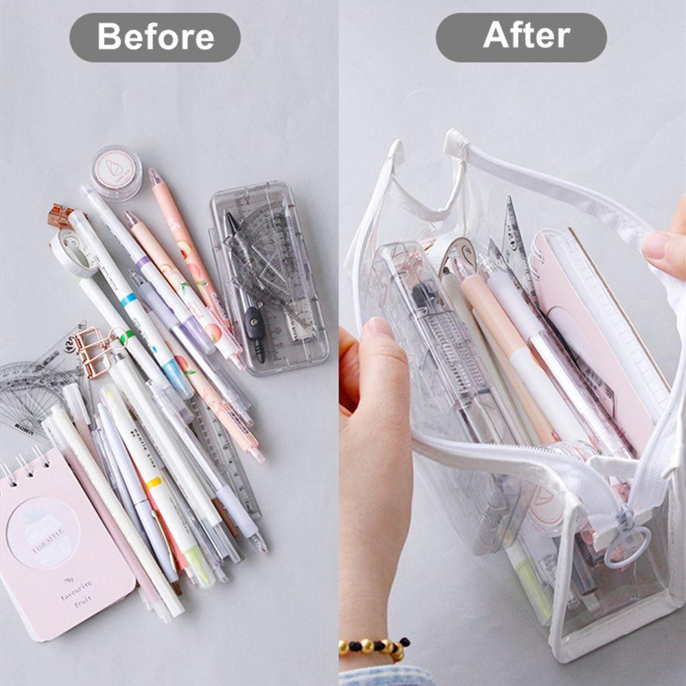 Office Supply Cosmetics Pouch Pencil Case Storage Bag Transparent Pencil Bag Zipper Pen Pouch